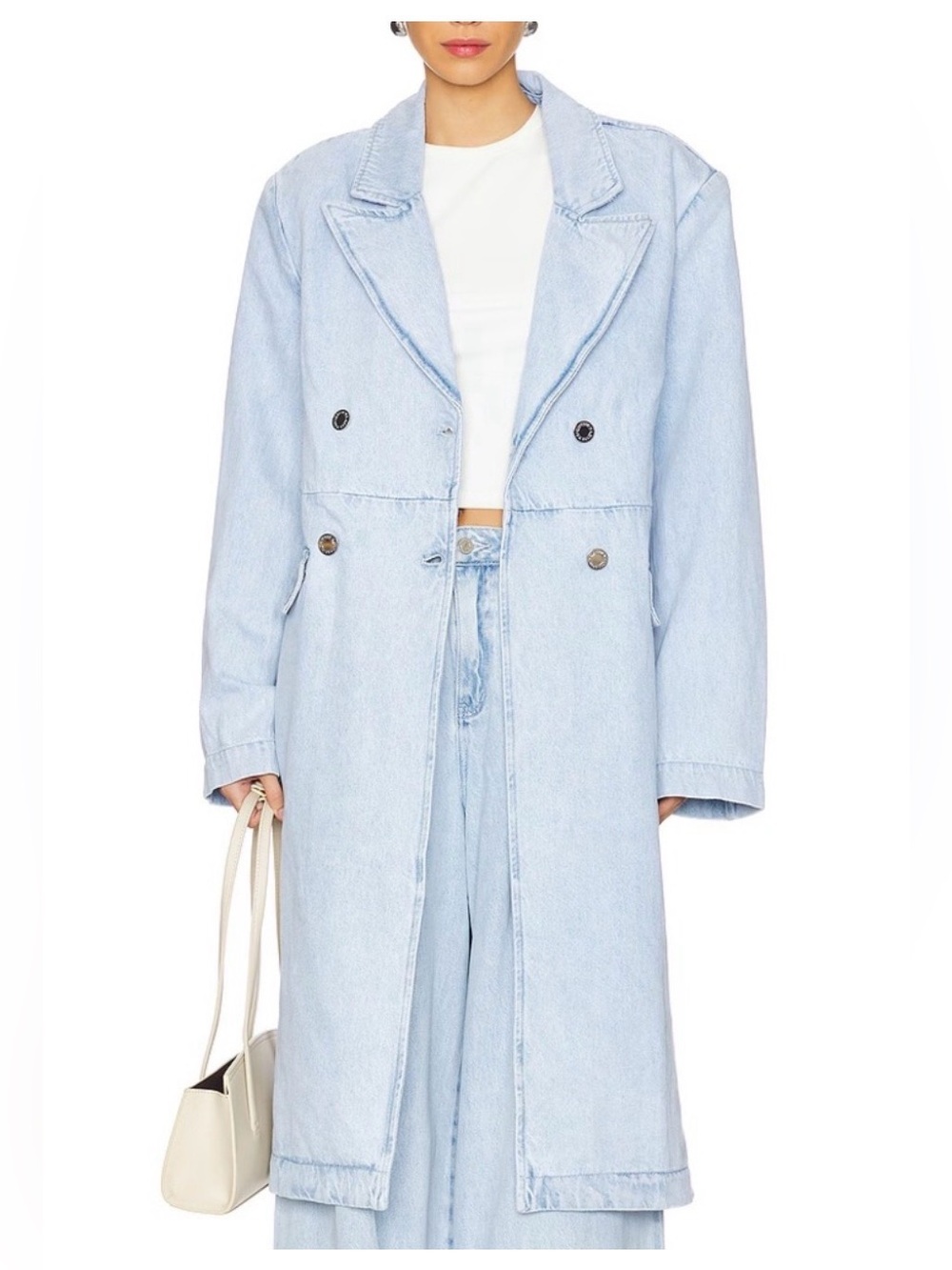 WeWoreWhat Light Blue Denim Trench Coat